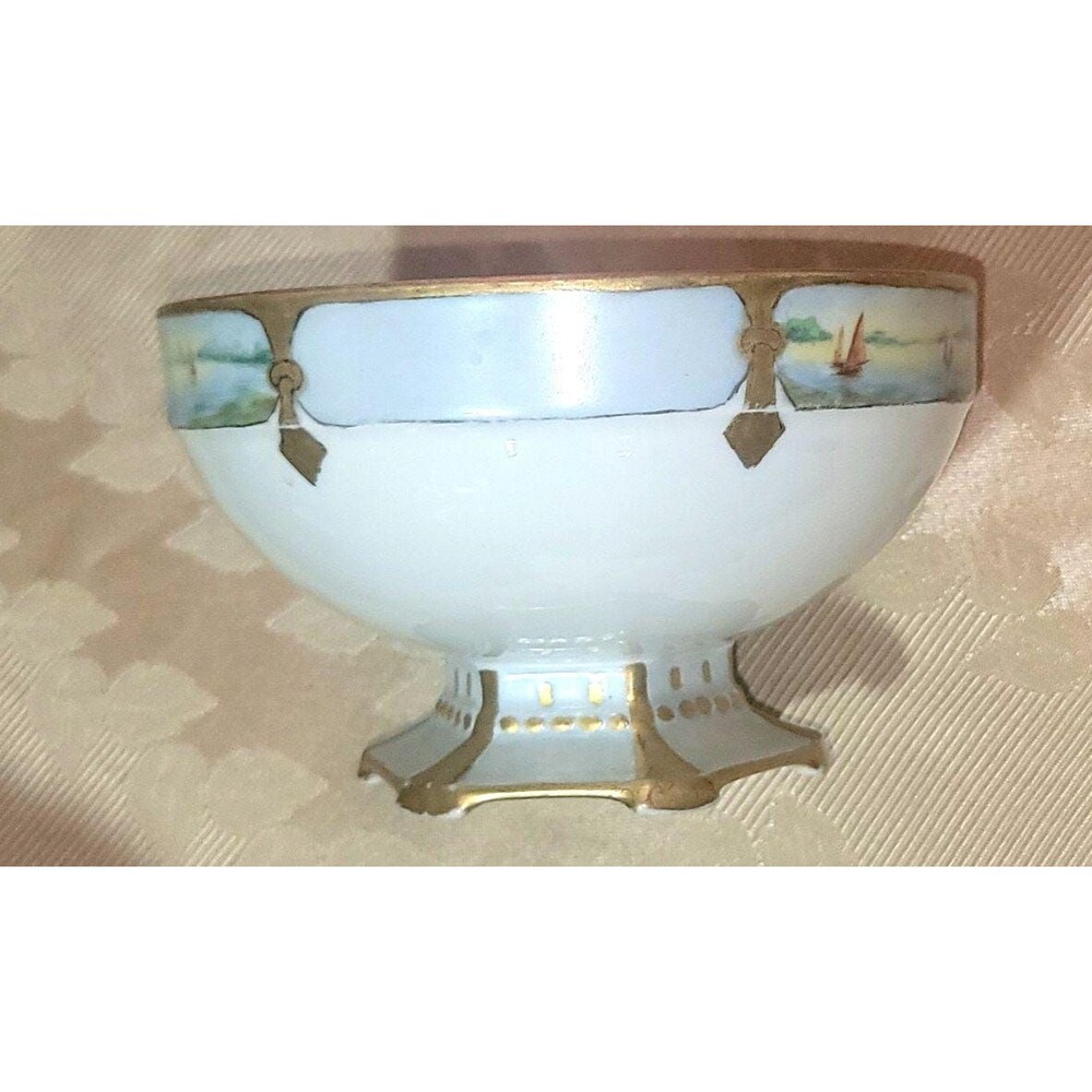 Antique Moritz Zdekauer MZ Altrohlau, Austria Fine Porcelain Pedestal Bowl artsy - Picture 12 of 16